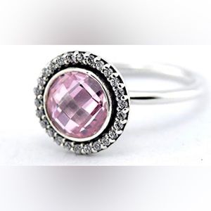 Pandora Brilliant Legacy Pink CZ and Sterling Silver Ring